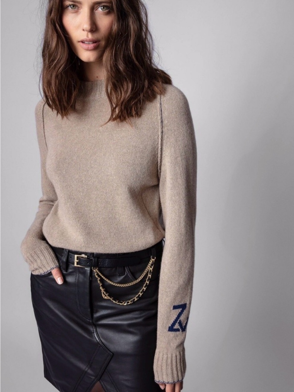 Zadig & Voltaire 2022 Lili Cashmere Sweater Top Pullover Size XS Latte $ 478